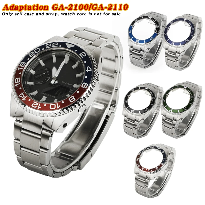 Smartwatch Store - เคสสายรัดสแตนเลสเคส2100 GA ดัดแปลงเหมาะสำหรับ GA-2100 GA-B2100/2110อะไหล่ขายส่ง