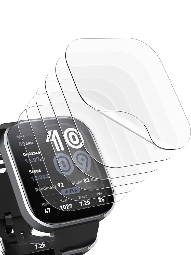 Smart Watch Accessories - ฟิล์มกันรอยหน้าจอสำหรับเคสอมาซฟิต บิพ 6 อุปกรณ์เสริมนาฬิกาอัจฉริยะ ฟิล์มกระจกนิรภัยแบบนุ่มครอบคลุมเต็มรูปแบบ ฝาครอบป้องกันอมาซฟิต