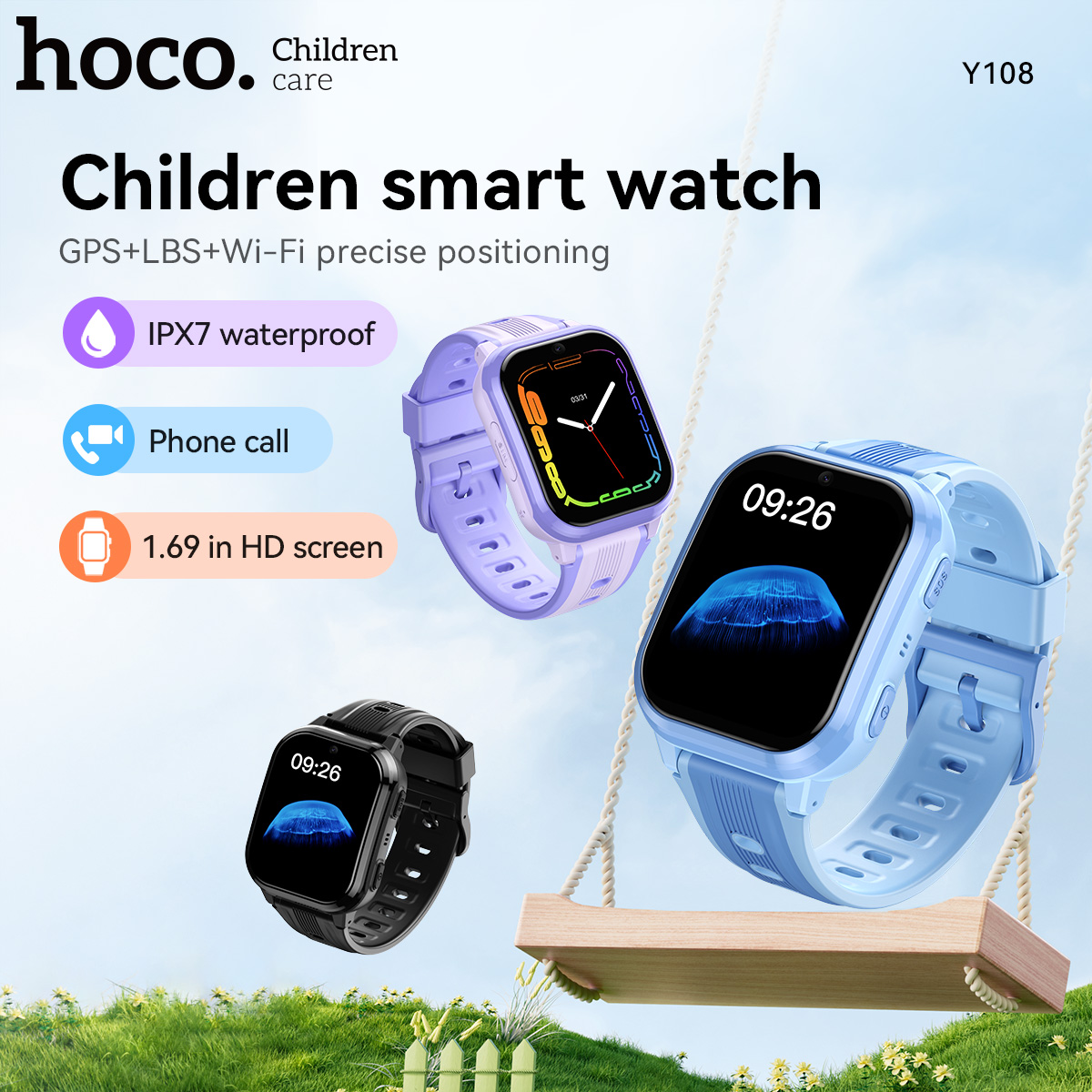 Smartwatch Id - นาฬิกาสมาร์ทวอทช์เด็ก HOCO Y108 หน้าจอโค้ง HD LCD
