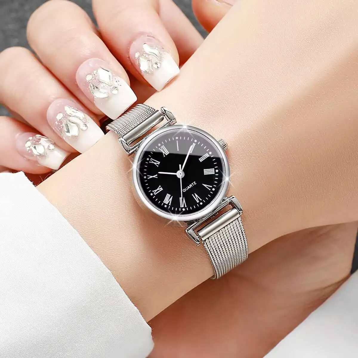 1/2 ชิ้นแฟชั่นผู้หญิงนาฬิกาลำล - Stainless Mesh Band บทวิจารณ์และราคา