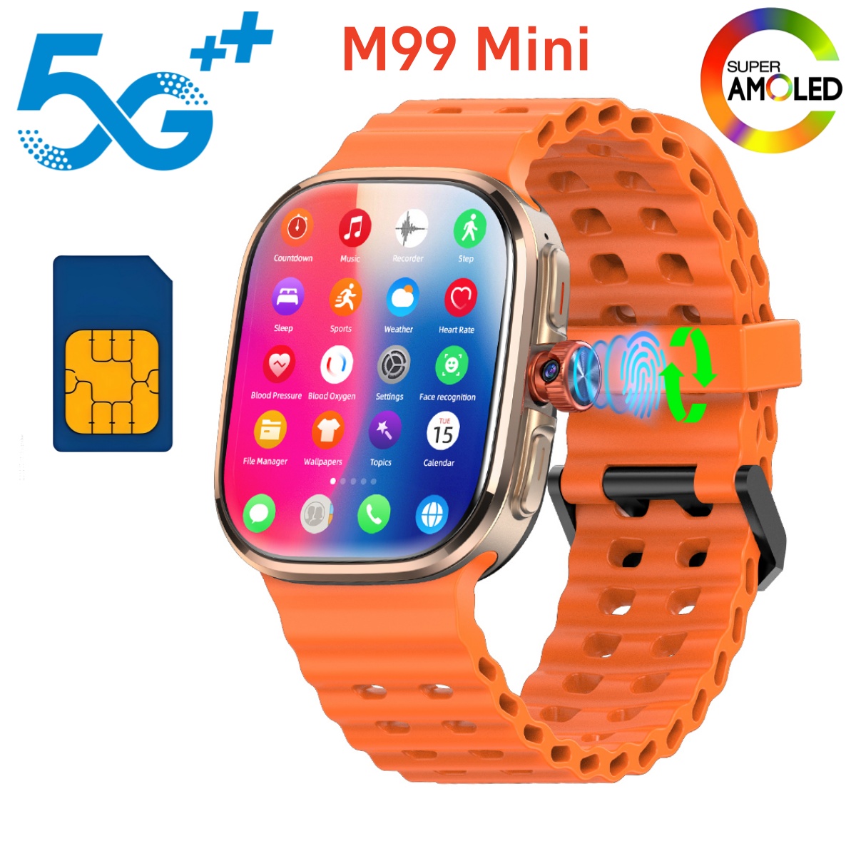 M99 มินิสมาร์ทวอทช์ 5G ระบบปฏิ - Smartwatch Faces บทวิจารณ์และราคา